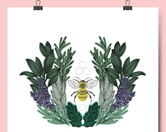 Bienen Druck - Digital Download - Biene Kunst Geschenk