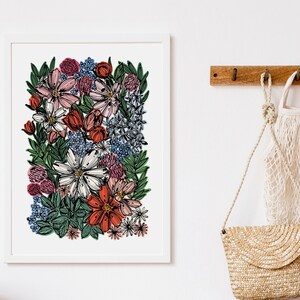 Vibrant Floral Print / Floral Wall Art / Colourful Wall Art image 2