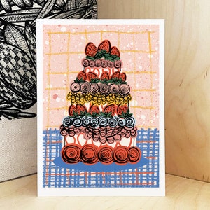 Strawberry Cake Print - Kitchen Dining Food Wall Art, Dessert Art Print, Food Decor, Baking Wall Art, Gift for Baker