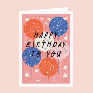 Alles Gute zum Geburtstag Luftballons Karte - Geburtstags Luftballons Karte