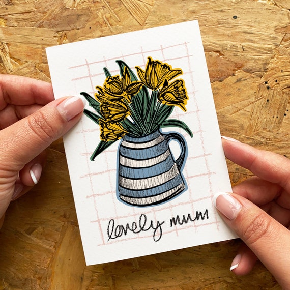 Mother's Day Card - Lovely Mum Card, Daffodils Mother's Day Card, Floral Card for Mum, Flowers for Mum