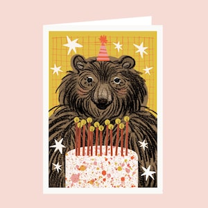 Birthday Bear Card - Bear Gift - Animal Birthday Card
