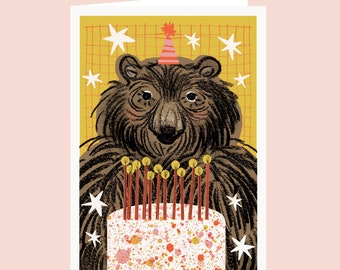 Birthday Bear Card - Bear Gift - Animal Birthday Card