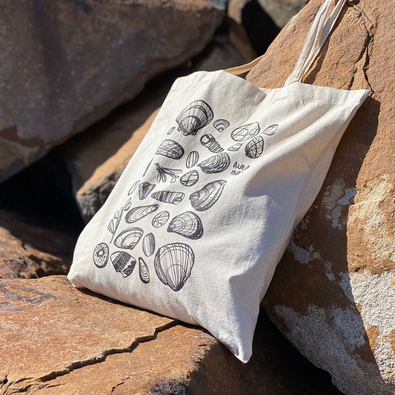 Seashell Tote Bag Shell Print Cotton Tote Bag Beach Bag - Etsy