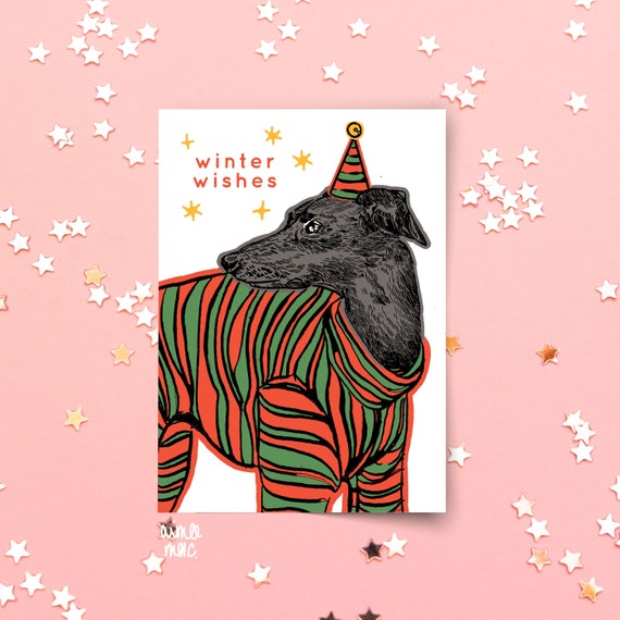 Greyhound Dog Christmas Cards, Greyhound Sweater, Dog Christmas Jumper