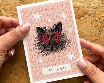 Black Cat Valentine's Card / I Fancy you Card