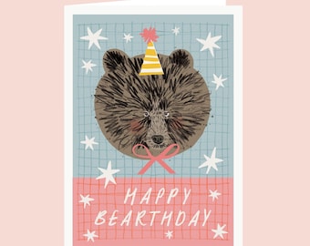 Happy Bearthday Birthday Bear Card / Funny Pun Birthday Card