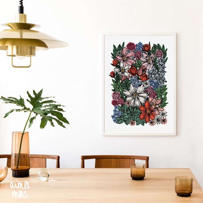 Vibrant Floral Print / Floral Wall Art / Colourful Wall Art image 7