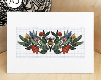 Floral Bee Print