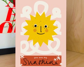 My Sunshine Birthday Card - Girlfriend Wife Birthday Card for Her, Cute Birthday Card, Cute Face Card