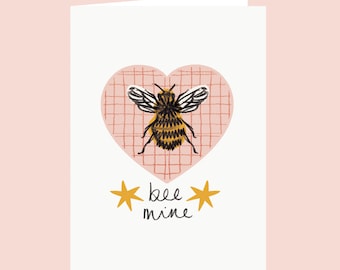 Bee Mine Valentine's Card - Be Mine Card - Bee My Valentine