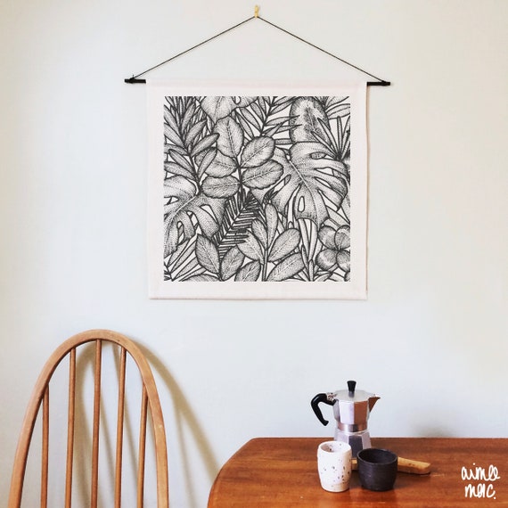 Botanical Woven Textile Wall Hanging - Rustic Spring Decor - Plant Lover Gift - Boho Decor - Textile Wall Art