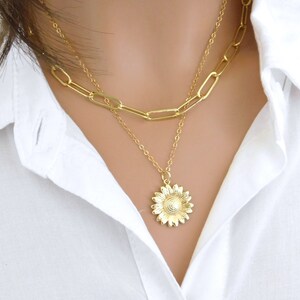 Collar de cadena con clip, gargantilla de cadena con clip, collar de eslabones de clip dorado, collar de cadena con eslabones, collar de cadena chapada en oro, capas
