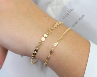 Dainty Gold Bracelet, Delicate Chain Bracelet, Gold Disc Bracelet, Layering Bracelet, Thin Gold Chain Bracelet Coin Bracelet Silver Bracelet
