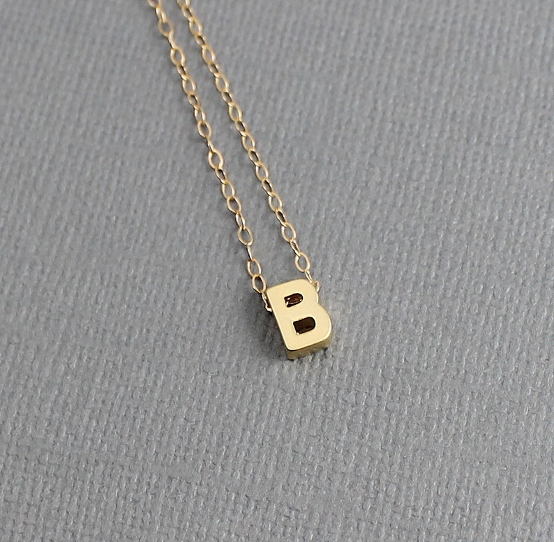 Dainty Gold Letter Necklace Initial Necklace Upper Case Etsy