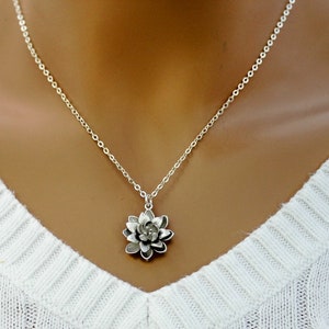 Lotus Necklace, Silver Flower Necklace Sterling Silver Chain - Etsy