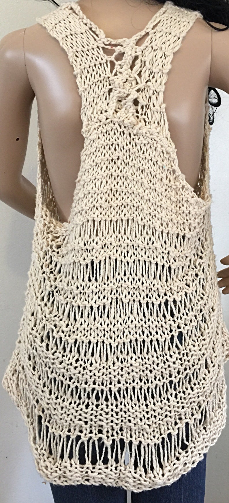 Loose knit hand knit tank grunge post apocalyptic ...