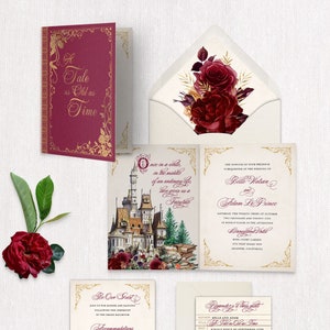 Beauty and the Beast Fairytale Wedding Invitation. The Perfect Invitation For a Fairytale Wedding. Be Our Guest. A Tale As Old As Time.
