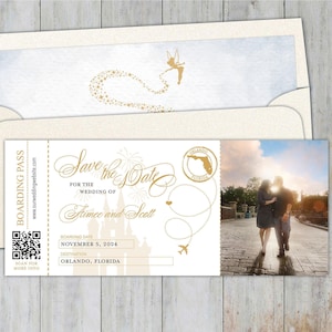 Fairytale Boarding Pass Save the Date  // Destination Wedding Save the Date // Theme Park Invitation