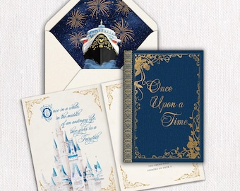 Faire-part de mariage croisière magique : château de conte de fées, design nautique