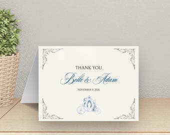 Tarjeta de agradecimiento de Cenicienta: Tarjetas de felicitación para bodas, papelería personalizada