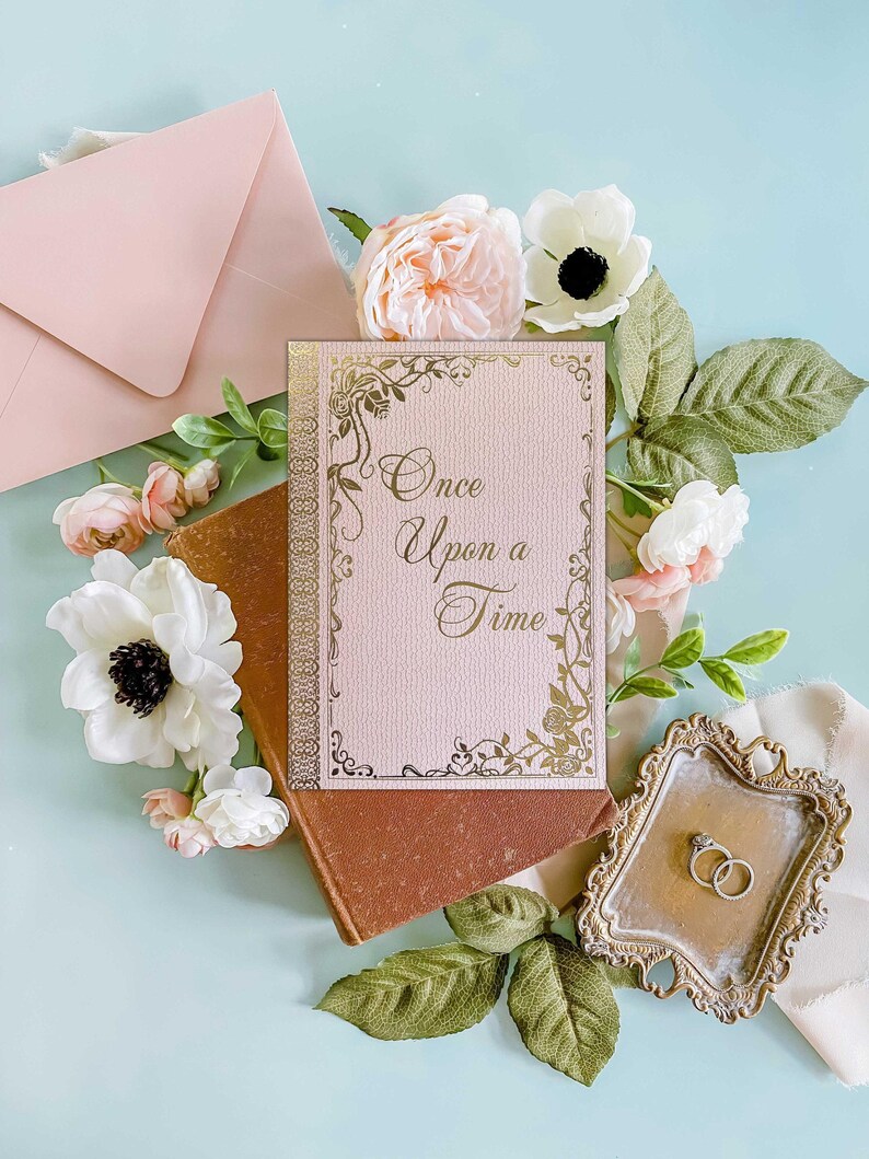 Invitación de boda de cuento de hadas: invitación impresa con lámina metalizada, tarjeta de boda de princesa imagen 1