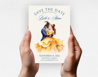 Beauty and the Beast Save the Date |  Fairytale Wedding Announcement  |  Belle and Beast Invitation