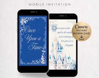 Faire-part de mariage animé Cendrillon | Toile d'invitation de conte de fées | MP4 ou GIF numérique modifiable