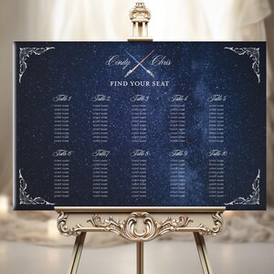 Seating Chart Sign | Space Theme Fantasy and Fairytale Wedding Day Sign