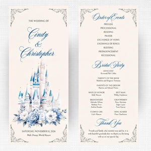 Cinderella Wedding Program: Fairytale Castle Order of Events