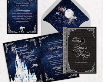 Faire-part de mariage science-fiction : motif galactique imprimé