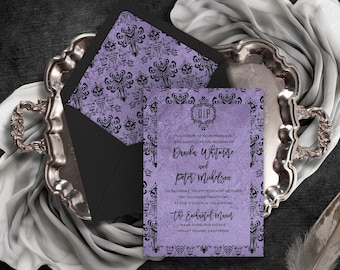 Faire-part de mariage de conte de fées hanté : papier cartonné de luxe gothique