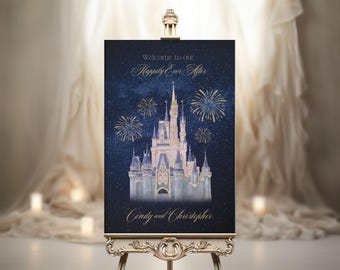 Letrero de bienvenida para bodas / Tema de castillo de fantasía y cuento de hadas / Letrero acrílico / Decoración para la recepción