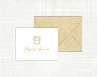 Monogram Note Cards  |  Wedding Thank You Card  |  Royal Monogram