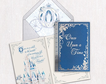 Faire-part de mariage Cendrillon || Il était une fois un mariage de conte de fées || La calèche de Cendrillon || Invitation Quinceanera || Douce seize ans