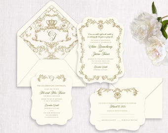 Regency Wedding Invitation: Ornate Victorian Fairytale Design