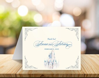Tarjeta de agradecimiento Castillo de cuento de hadas: Tarjetas de felicitación para bodas, papelería personalizada