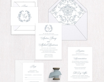 Faire-part de mariage rococo : design victorien orné de conte de fées