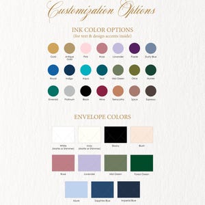 a collection of various envelope colors, each with a different design accent, available for customization.