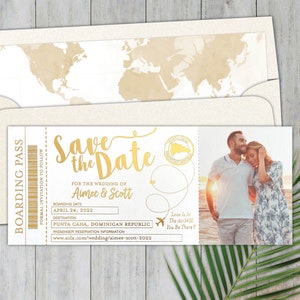 FOIL STAMPED Boarding Pass Save the Date Photo Wedding | Foil Stamped Save the Date | Wedding Announcement | Bridal Announcement