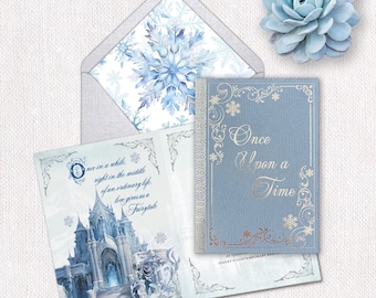 Faire-part de mariage Reine des neiges imprimé en aluminium : invitation hivernale de conte de fées