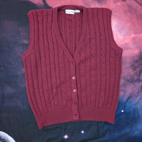 Vintage 80's Carriage Court Burgundy Cable Knit S… - image 2