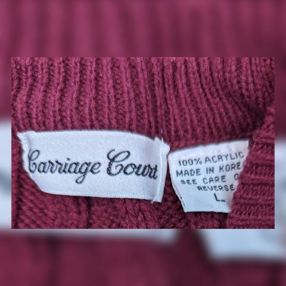 Vintage 80's Carriage Court Burgundy Cable Knit S… - image 4