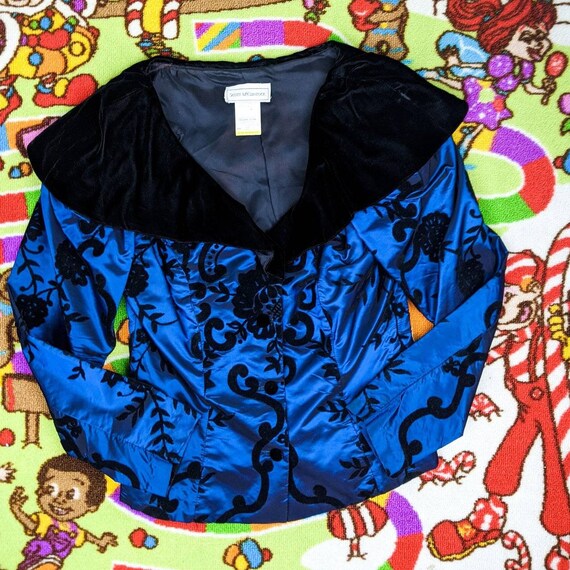 Vintage 80's Scott McClintock Blue & Black Velvet