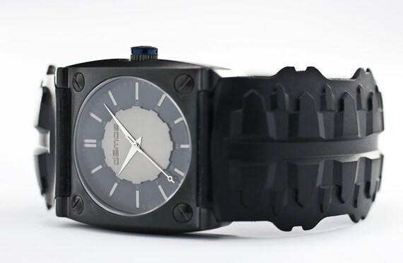 Sons of Anarchy / Mayans MC style - Tire TREAD wristwatch - Tread w/ Matte Black colored case