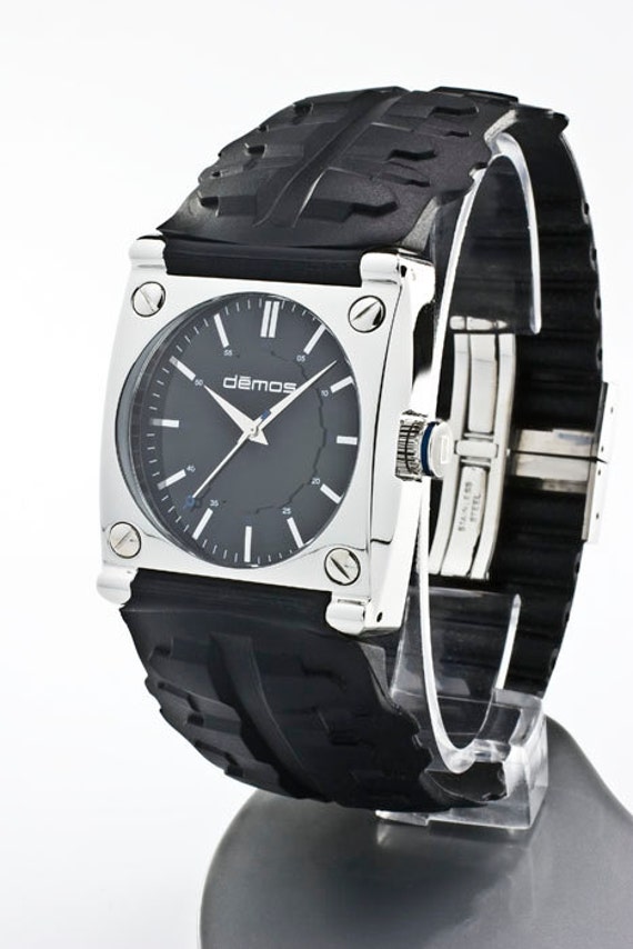 Mayans FX / Sons of Anarchy style - Motorcycle TREAD wristwatch - Tread w/ Polished Stainless Steel case