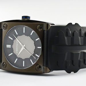 Mayans FX / Harley style - Motorcycle TREAD wristwatch - Tread w/ Polished Black colored case