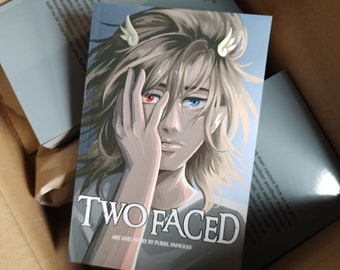 Two Faced graphic novel, volume 1, anime story book, illustrated cartoon teen indie manga book