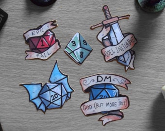 D&D stickers, dnd, d20 stickers, dungeons and dragons,