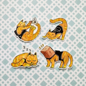 Stray video game stickers, cute playful orange tabby cat, B12, zurk